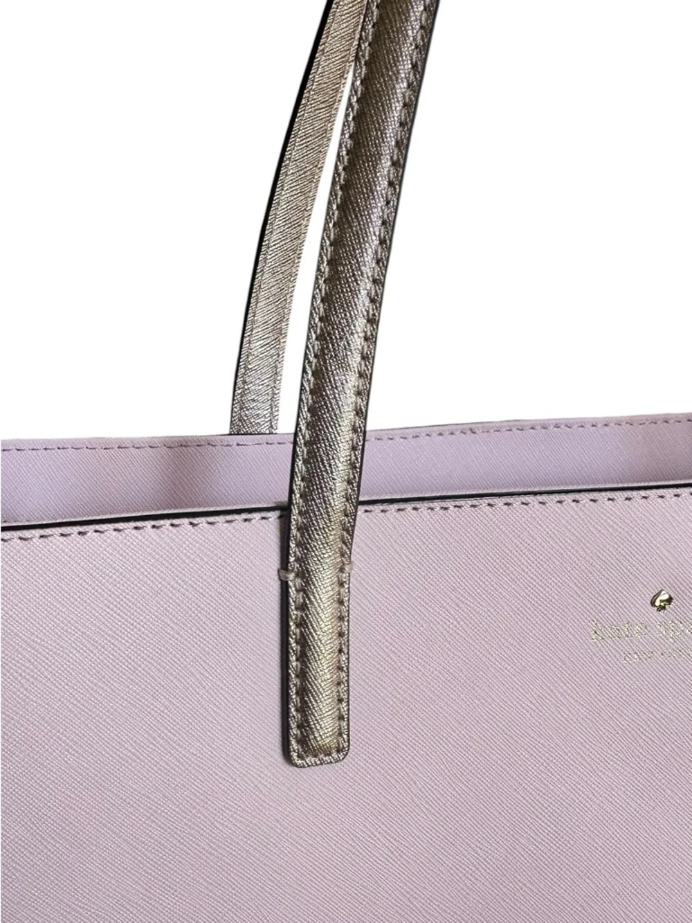 Kate Spade Blush Pink Saffiano Leather Tote Gold Strap NWOT Original Dust Bag